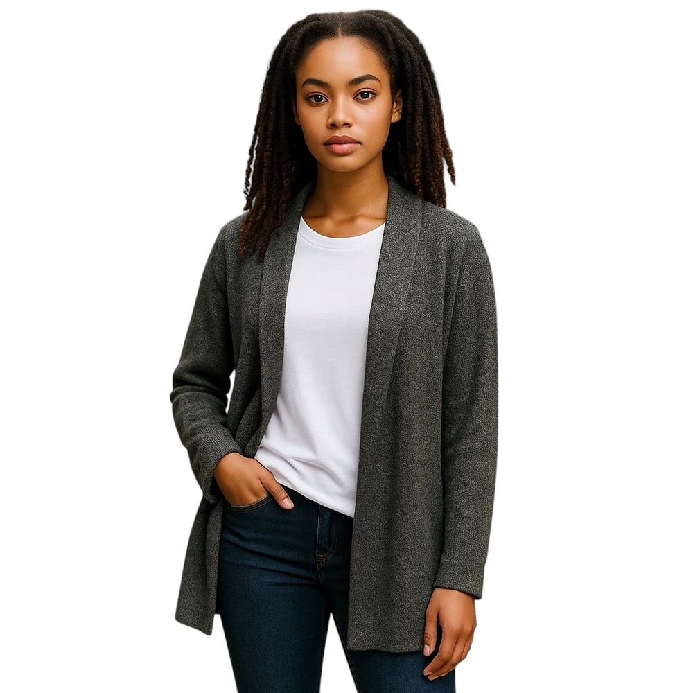 Splendid Merino Wool Cardigan - Gray - 100% Wool - Open Front Sweater